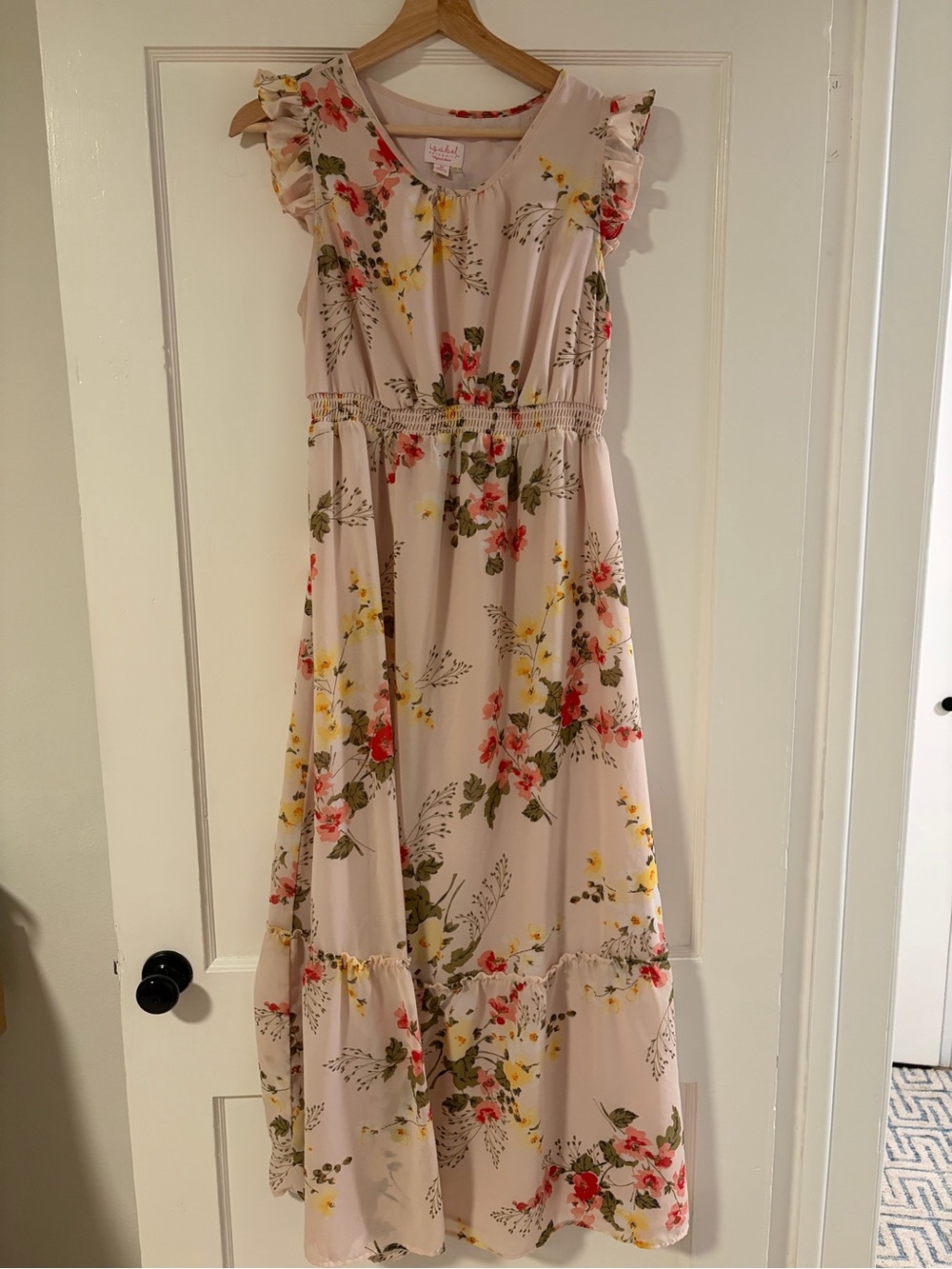 Isabel Maternity by Ingrid & Isabel Blush Floral Ruffle Maxi Dress